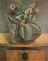 Jarrón de flores verre de vin et cuillere 1908 cubista